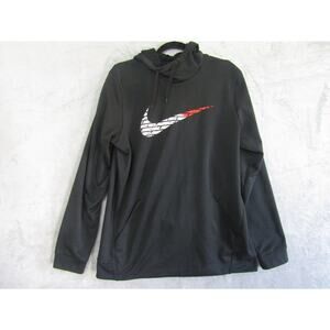 Nike Dri-Fit Men’s L Black Hoodie Sweatshirt Pullover Logo Swoosh Activewear‎